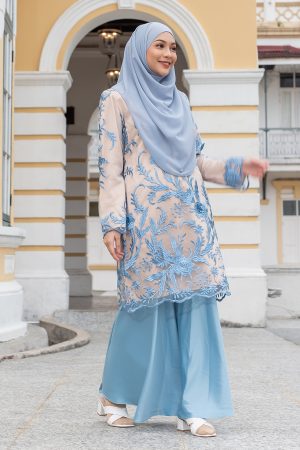 Baju Kurung Lace Afrina - Elsa Blue