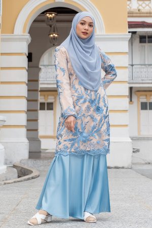 Baju Kurung Lace Afrina - Elsa Blue