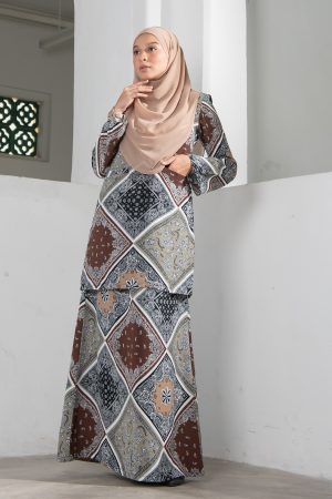 Baju Kurung Kedah Atiyya - Khaki Brown