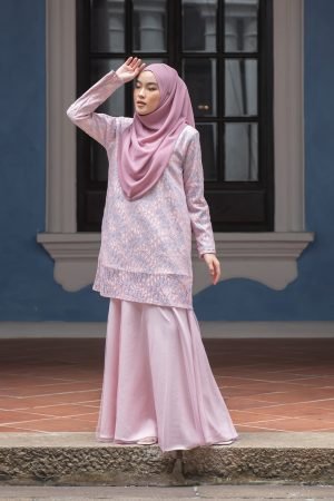 Baju Kurung Lace Amalina - Sweet Pink