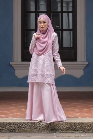 Baju Kurung Lace Amalina - Sweet Pink