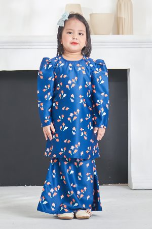 Baju Kurung Puffy Aileen Kids - Navy Blue