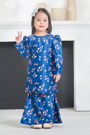 Baju Kurung Puffy Aileen Kids - Navy Blue