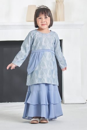 Baju Kurung Athilah Kids - Steel Blue