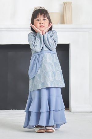 Baju Kurung Athilah Kids - Steel Blue