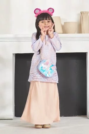 Baju Kurung Lace Amalina Kids - Peachy Blue