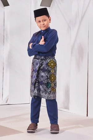 Baju Melayu Isa Slim Fit Kids - Navy Blue