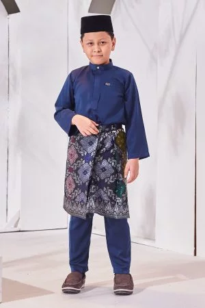 Baju Melayu Isa Slim Fit Kids - Navy Blue