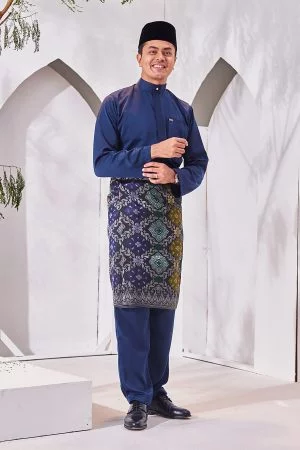 Baju Melayu Isa Slim Fit - Navy Blue