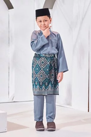 Baju Melayu Isa Slim Fit Kids - Spruce Blue