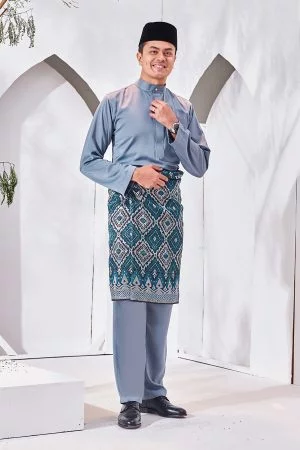 Baju Melayu Isa Slim Fit - Spruce Blue