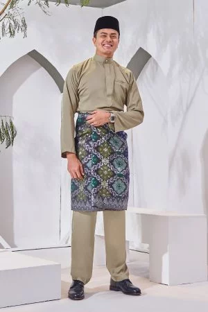 Baju Melayu Isa Slim Fit - Dried Moss