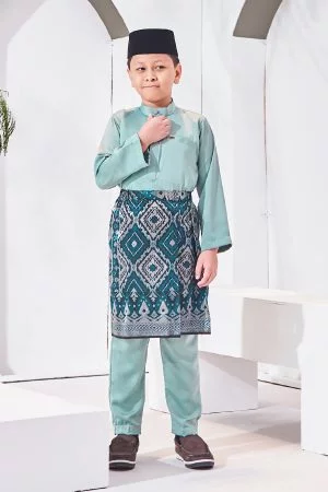 Baju Melayu Isa Slim Fit Kids - Nevada Teal