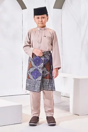 Baju Melayu Isa Slim Fit Kids - Khaki