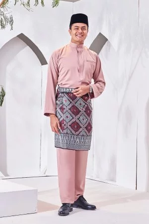Baju Melayu Isa Slim Fit - Rose Ash