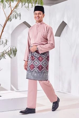 Baju Melayu Isa Slim Fit - Rose Ash