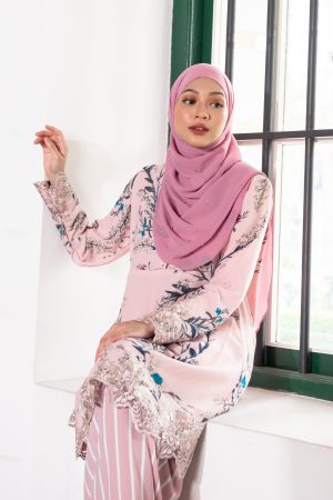 Baju Kurung Lace Aqeela - Pastel Pink