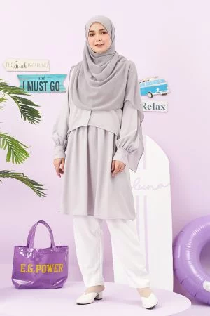 Blouse Ufairah Laluna X MCC - Light Grey