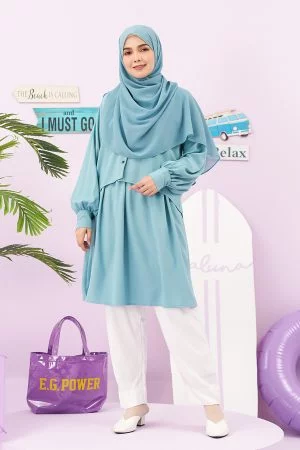 Blouse Ufairah Laluna X MCC - Tiffany Blue