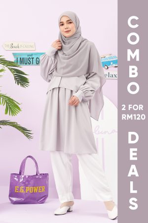 Blouse Ufairah Laluna X MCC - Light Grey