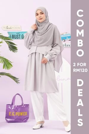 Blouse Ufairah Laluna X MCC - Light Grey