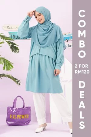 Blouse Ufairah Laluna X MCC - Tiffany Blue