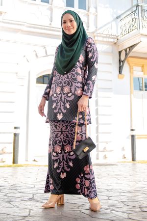 Baju Kurung Moden Zandrea - Matte Black