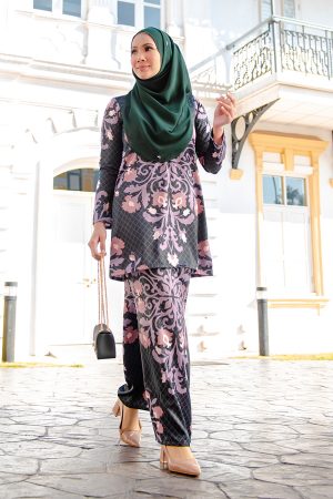 Baju Kurung Moden Zandrea - Matte Black