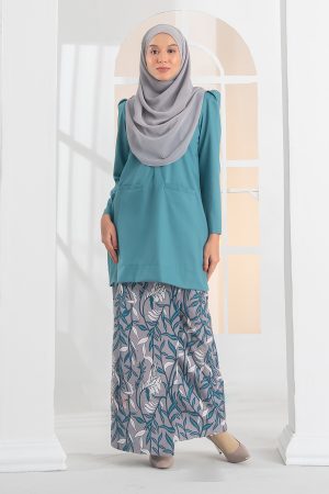 Baju Kurung Kedah Puffy Lucy Laluna X MCC - Turquoise Green