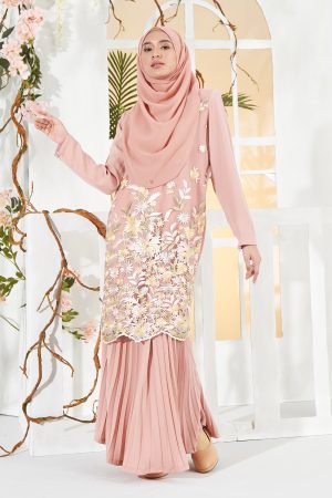 Baju Kurung Lace Baheera - Slow Peach