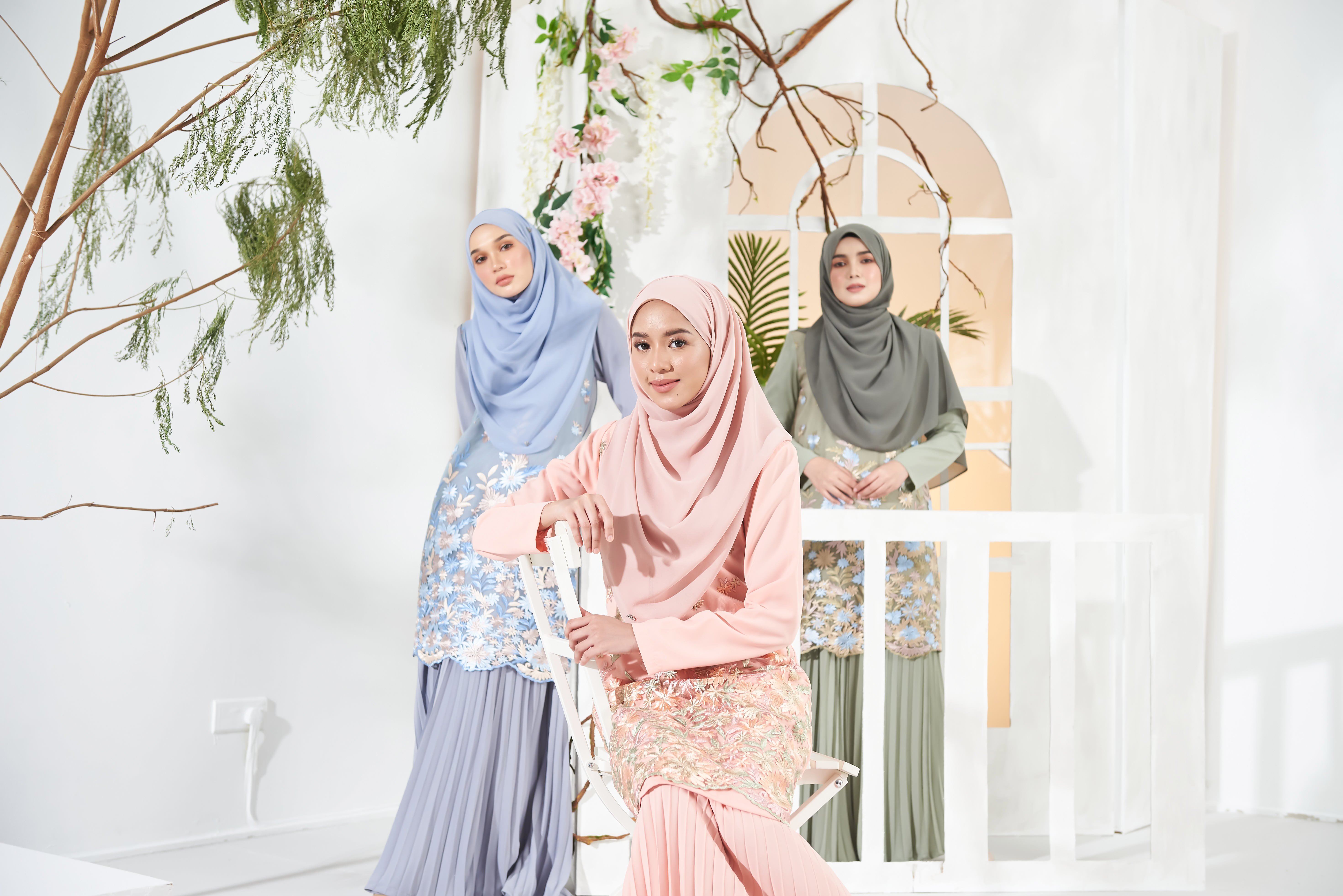 Baju Kurung Lace Baheera – Sage Green – MuslimahClothing.Com