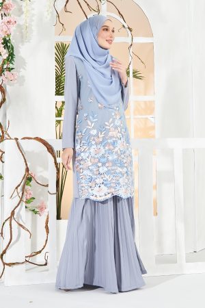 Baju Kurung Lace Baheera - Dusty Blue