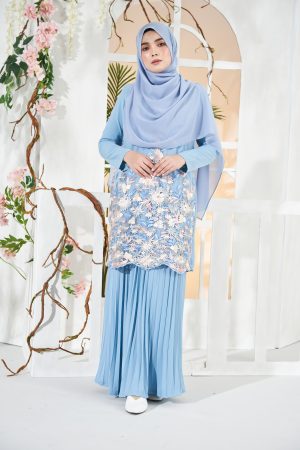 Baju Kurung Lace Baheera - Sky Blue