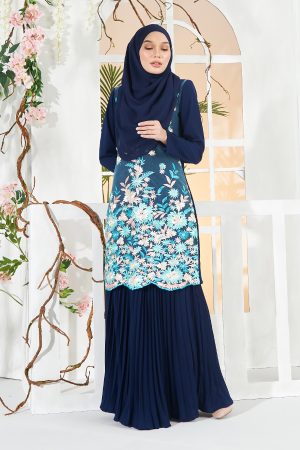 Baju Kurung Lace Baheera - Navy Blue