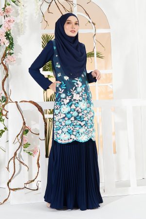 Baju Kurung Lace Baheera - Navy Blue