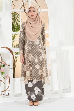 Baju Kurung Lace Brenna - Dark Brown