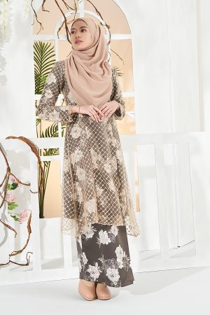 Baju Kurung Lace Brenna - Dark Brown