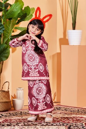 Baju Kurung Moden Zofya Kids - Maroon