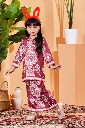 Baju Kurung Moden Zofya Kids - Maroon