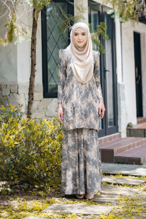 Baju Kurung Puffy Avelyn - Dim Grey