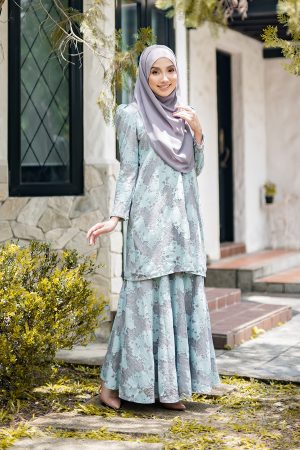 Baju Kurung Puffy Avelyn - Carolina Blue