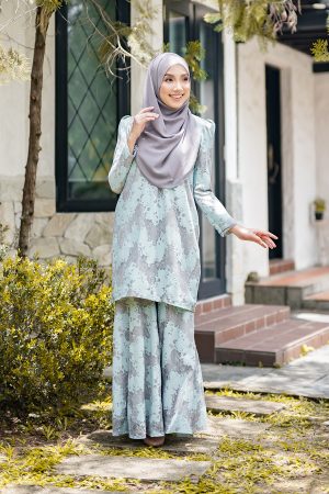 Baju Kurung Puffy Avelyn - Carolina Blue