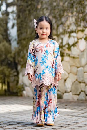 Baju Kurung Adeline Kids - Crepe Pink