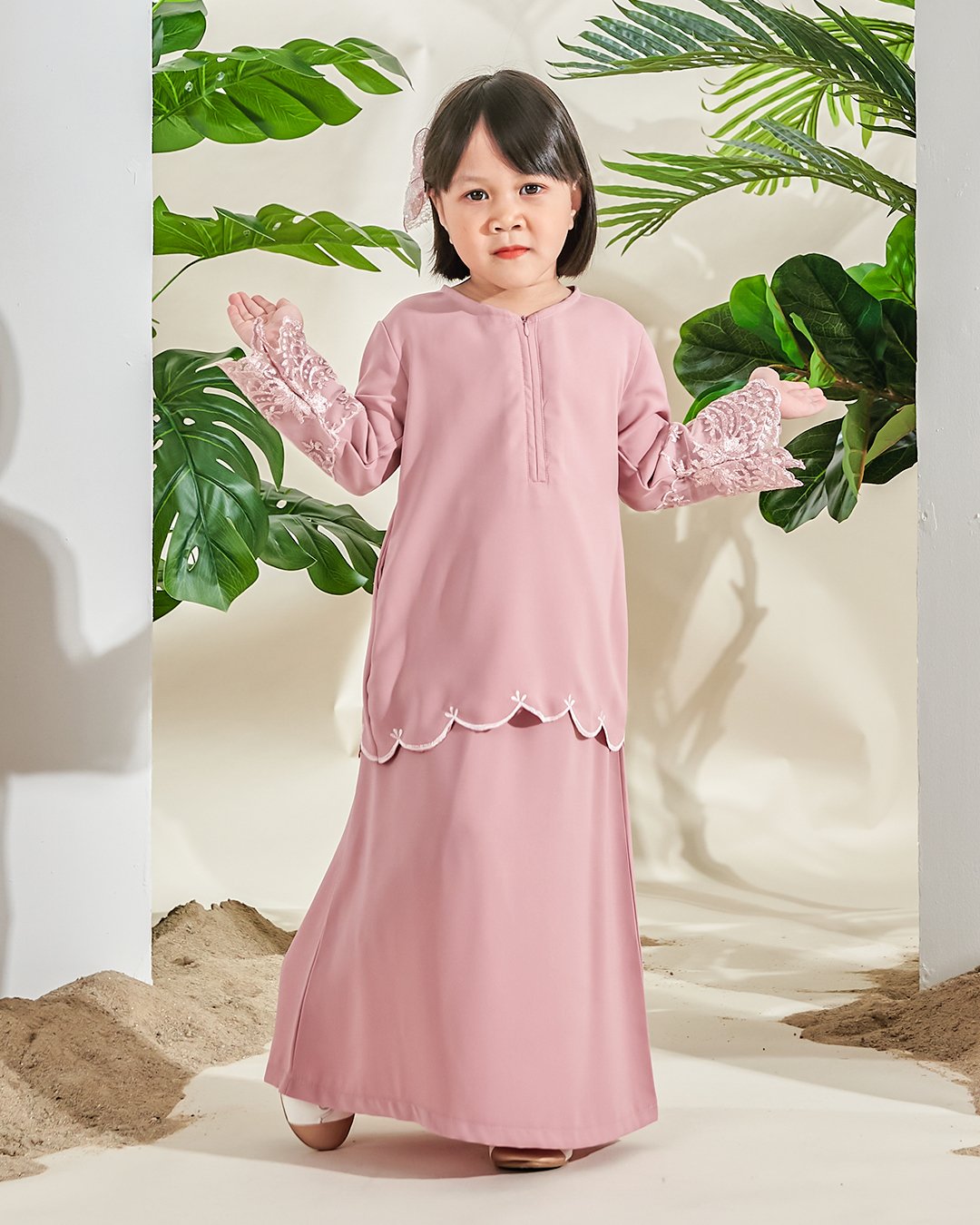 Baju Kurung Atrena Kids – Rose Pink – MuslimahClothing.Com