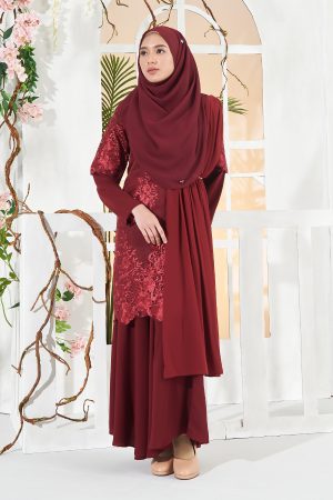 Baju Kurung Lace Bilsha - Cardinal Red