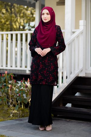 Baju Kurung Lace Arabel - Ruby Black