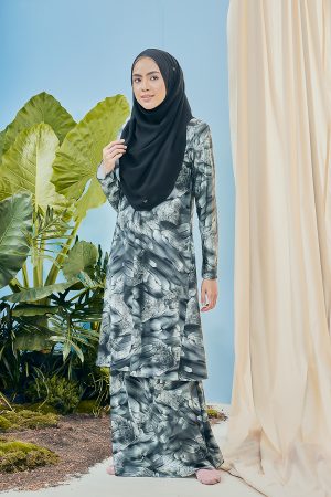 Baju Kurung Pahang Kozi Kiava - Ash Black