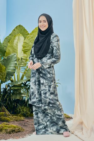 Baju Kurung Pahang Kozi Kiava - Ash Black