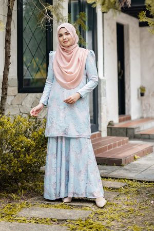 Baju Kurung Puffy Avelyn - Maya Blue