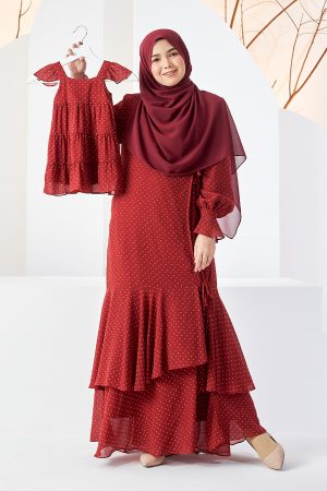 Dress Polka Fiona Baby - Garnet Red